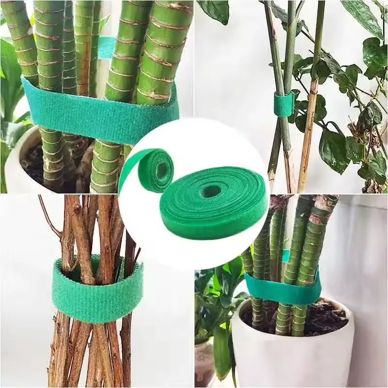 Cordel de jardín verde para plantas, lazos de nailon para plantas, gancho de jardín, lazo, envoltura de caña de bambú, soporte, accesorios de jardín, 2M