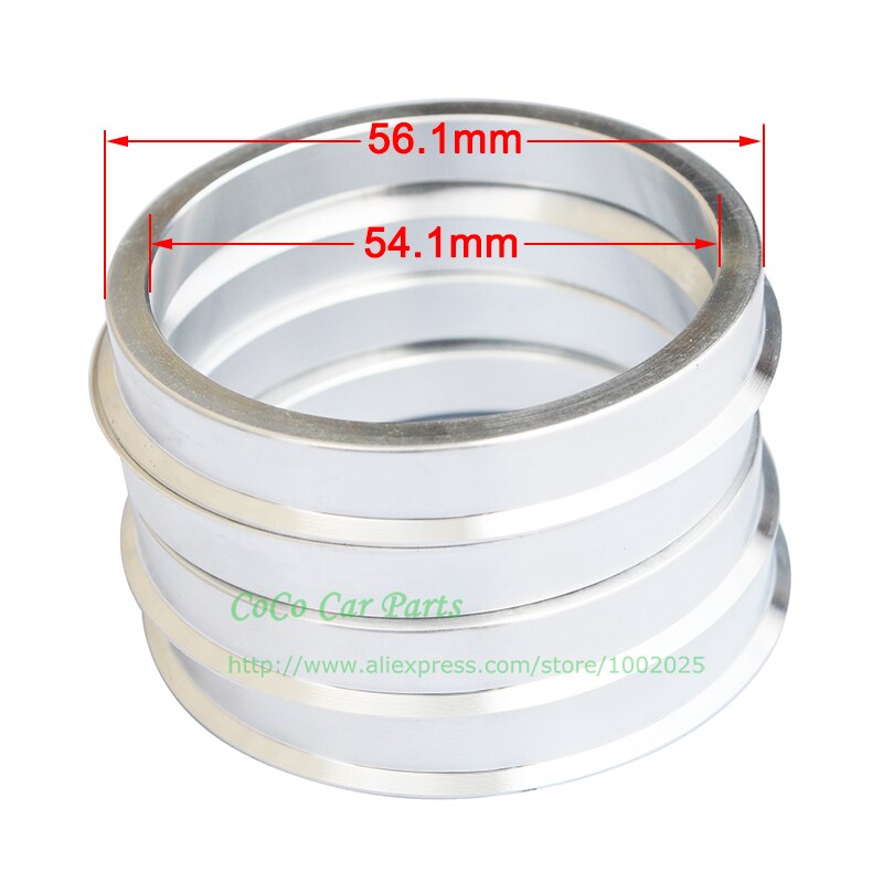 4 stks/partij Wielnaaf Centric Ringen OD = 56.1mm ID = 54.1mm Aluminium Wielnaaf Ringen