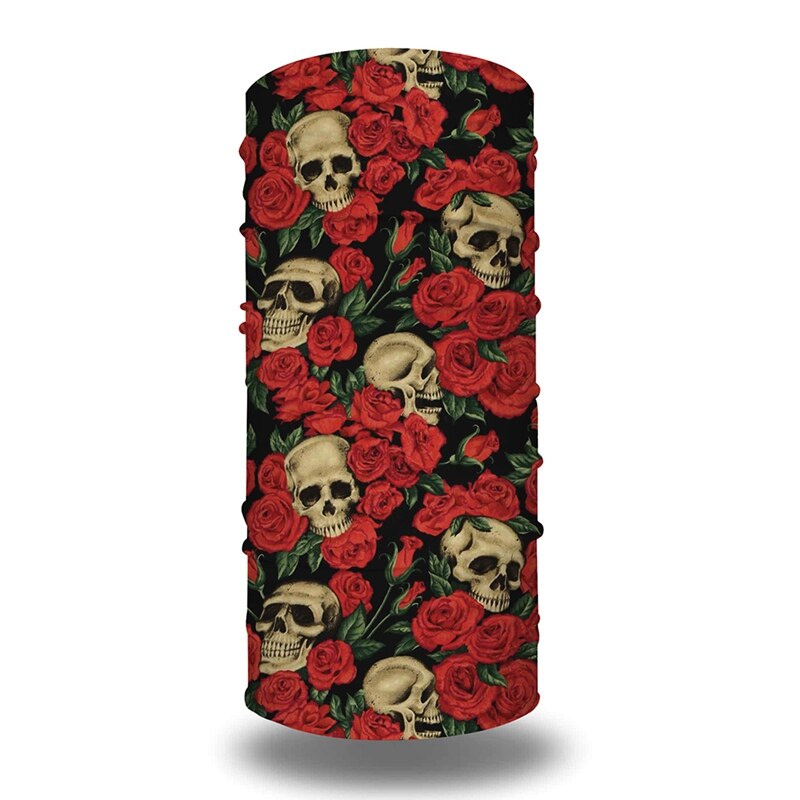 Skull Rose Digital Printed Outdoor Riding Face Scarves Multi-Purpose Magic Bandana: QJ2724A111