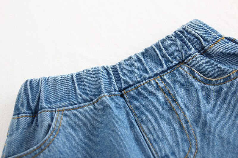 Piger nederdel jeans koreansk baby pige blonder syning jeans nederdel børn denim halvlang nederdel til piger perle nederdel 2-8 år