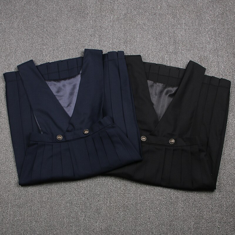 School Dresses Sailor Suit Plain Pleated Skirt Jk Uniforms Cosplay College Middle School Costume Black Blue Strap Long Dress