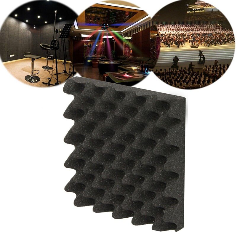 25x25x5cm Sound Absorbing Foam Sponge Sound Noise Insulation Bar KTV Wall Black Wavy Soundproof Foams Pro Audio Equipment