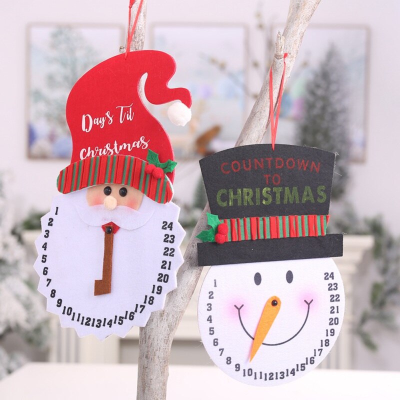 Non-Woven Santa Claus/Snowman Christmas Advent Countdown Clock Calendars Hanging Decorations