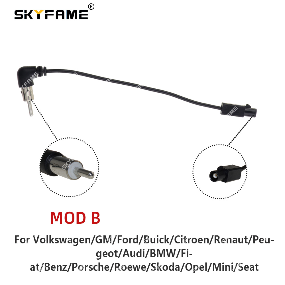 SKYFAME Car Radio FM AM Antenna Converter Adapter Extended Line Plug For Car Playe DVD Android Multimedia Navigation: Dark Grey