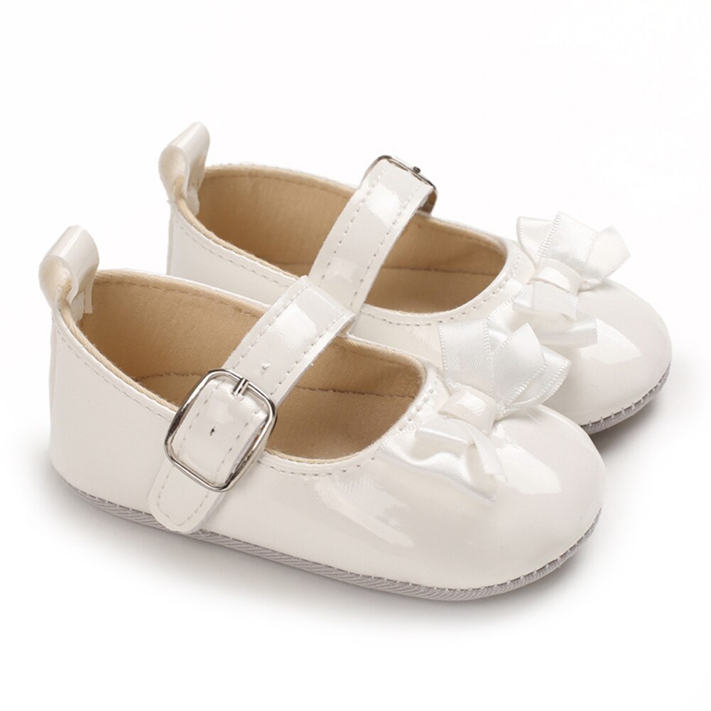 Sapatos da menina do bebê infantil criança sapatos de caminhada sola macia princesa mary jane apartamentos com knotbow prewalkers sapatos de berço de casamento 0-18m: W / -S