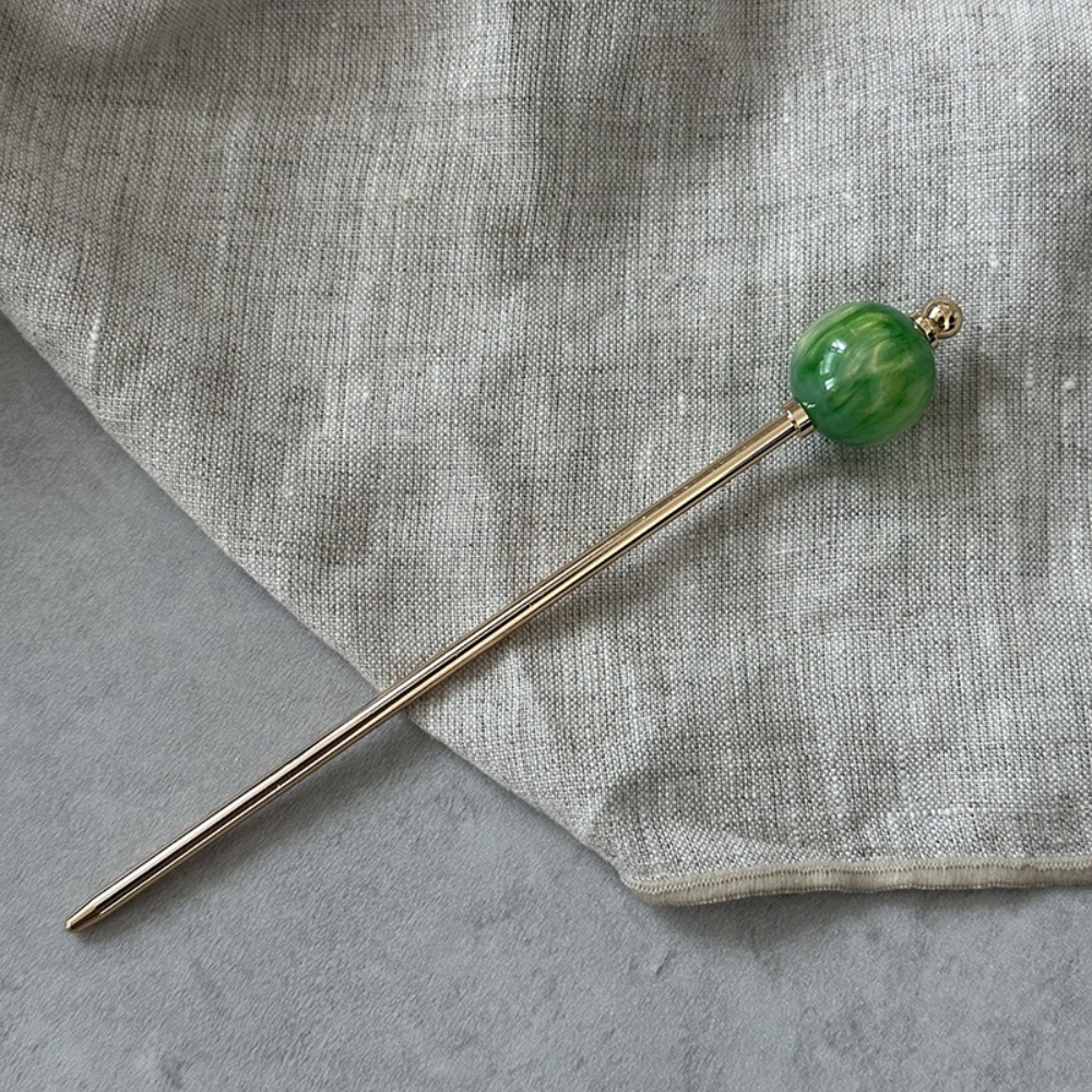 Modern Chinese Style Round Ball Metal Hairpin Fresh Alloy Panfa Artifact Simplicity Advanced Sense Hair Clip Headdress Stick: black