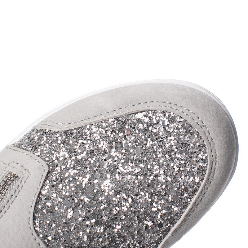 Dam kristall sneakers vår höst ledig dragkedja platta skor kvinnor halkfria ventilerande utomhus vukaniserade skor dragkedja platt sko