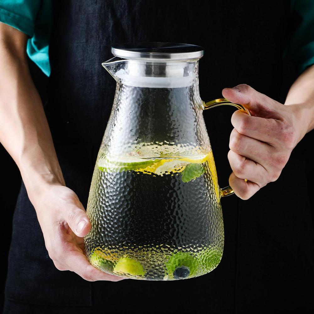 1.5l/2l genomskinligt glas vattenkanna kanna värmetålig karaff saft tekanna vattenkokare kanna med rostfritt stål lock