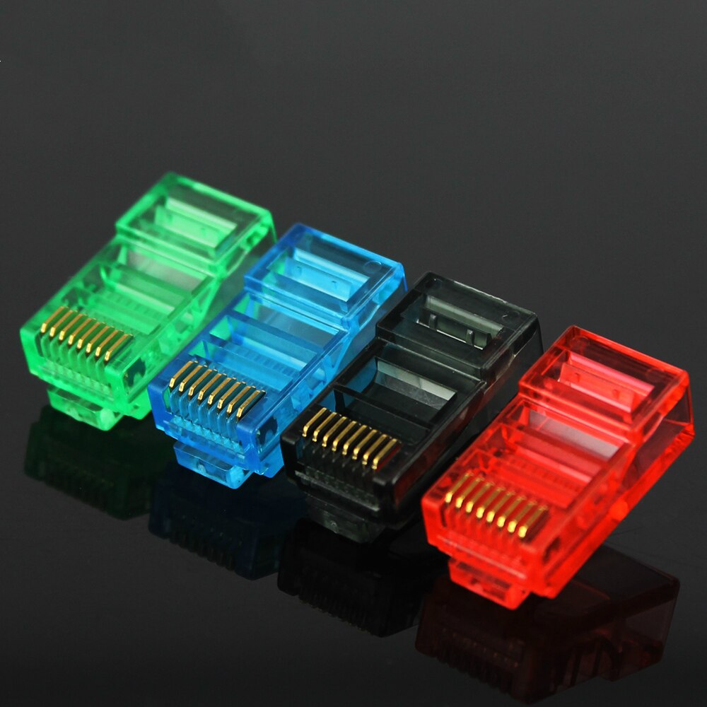 Módulo de Cables Ethernet RJ45, conector de red, RJ-45, cabezales de cristal, Cat5, Color, chapado en oro, 50 unids/lote