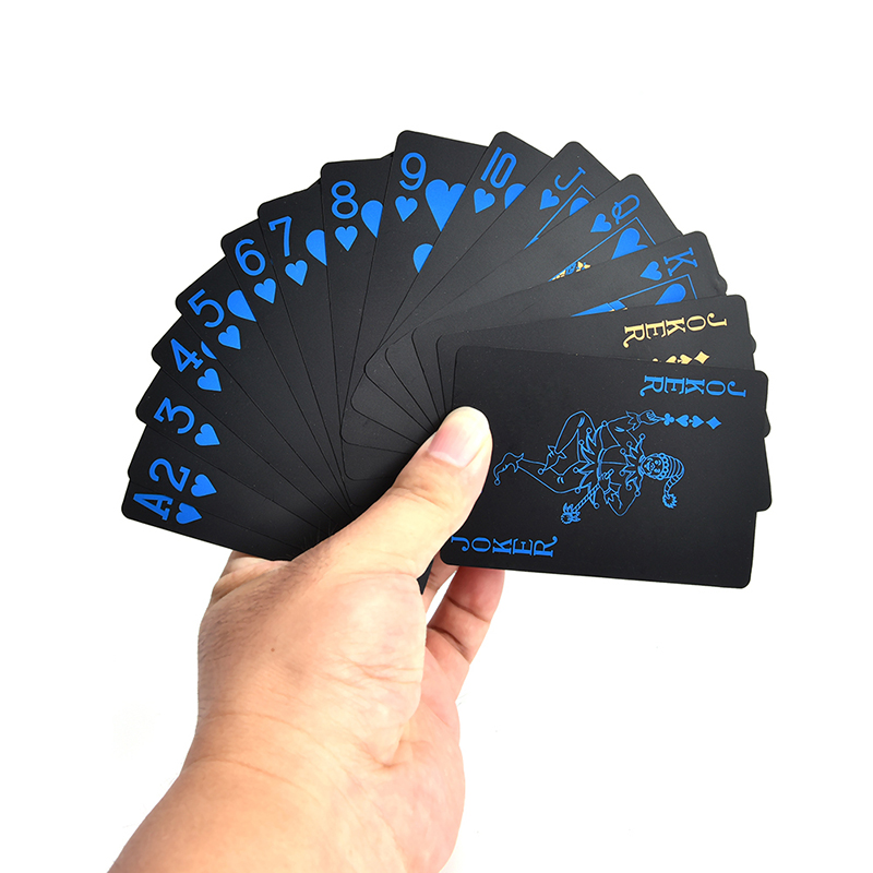 55 pièces/ensemble imperméable à l'eau noir cartes à jouer Durable Poker en plastique PVC Poker