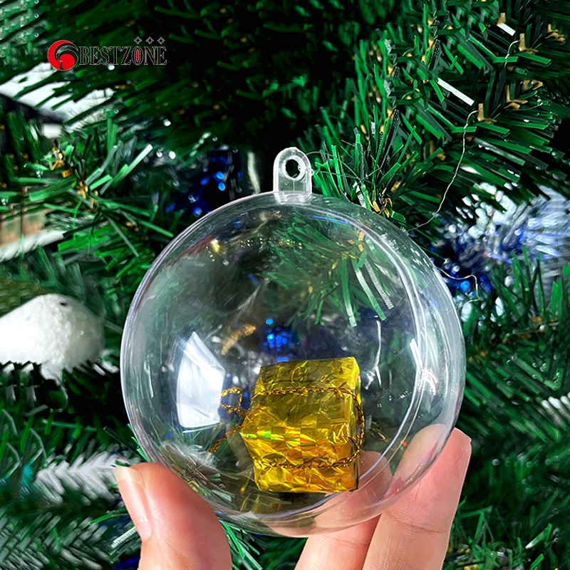 50 Stücke 70 MM 2,76 Zoll Weihnachtskugel Lob Klare Transparente Baumdekoration Kunststoff Leere Ornament Können Neujahr Öffnen