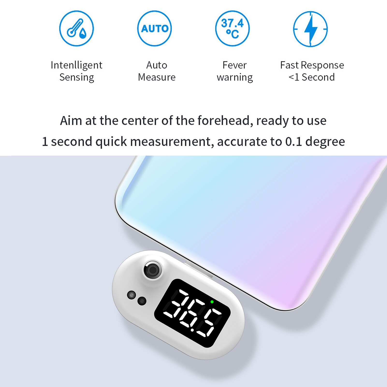 Minitermómetro Digital USB para teléfono móvil, higrómetro tipo C con pantalla LED, sin contacto, Sensor de temperatura infrarrojo