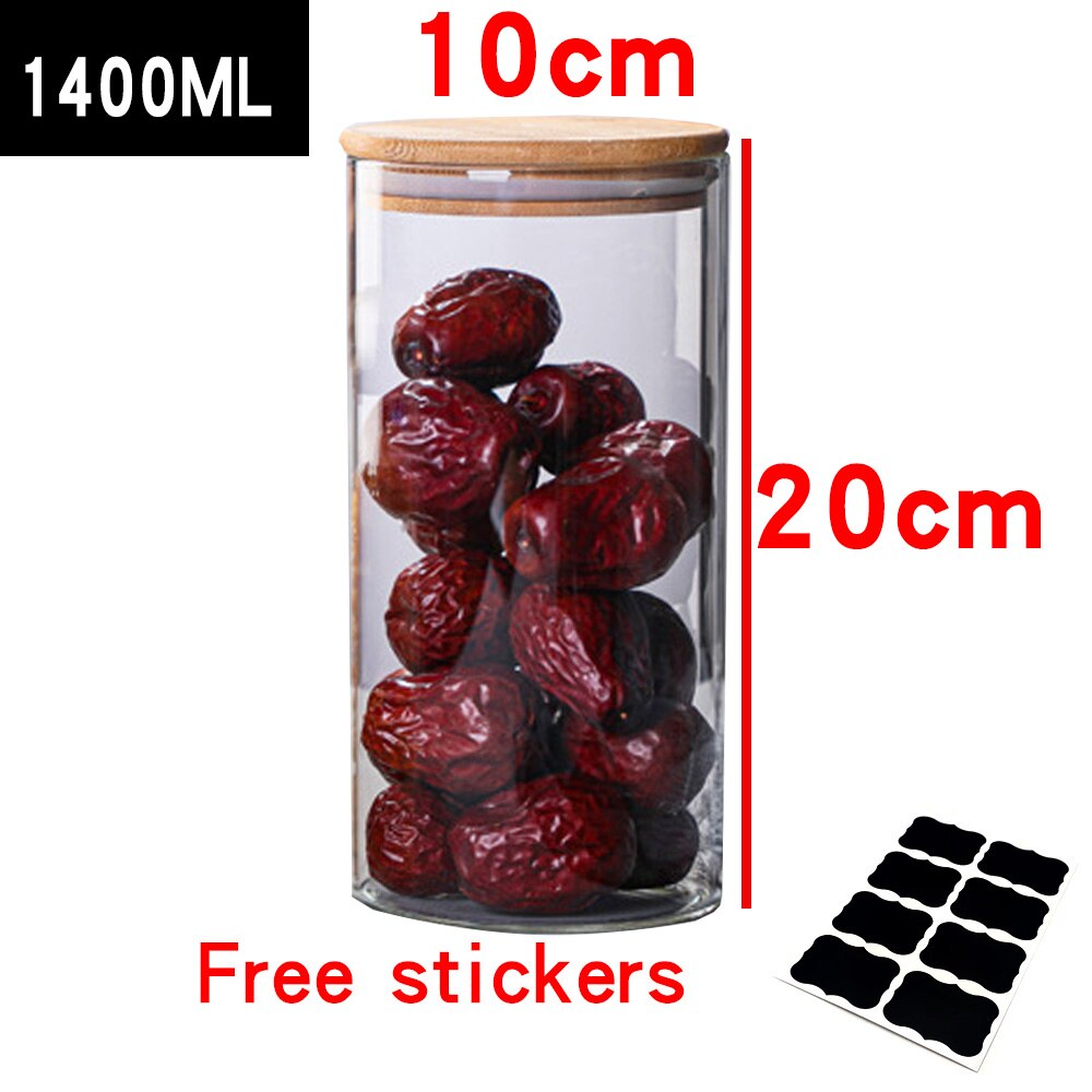 Glass Containers Food Glass Jars and Lids Glass Jar with Lid Kitchen Storage Box Organization Containers Bottle Spice Boats: 1400ML