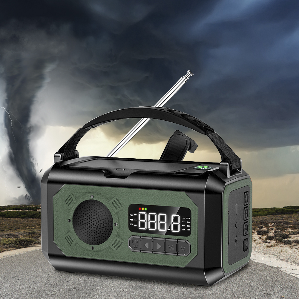 12000 mAh kleines tragbares Radio, Solarmodule, Notfallradio, Überleben mit Kurbel, wiederaufladbare Multifunktions-Taschenlampe, Powerbank