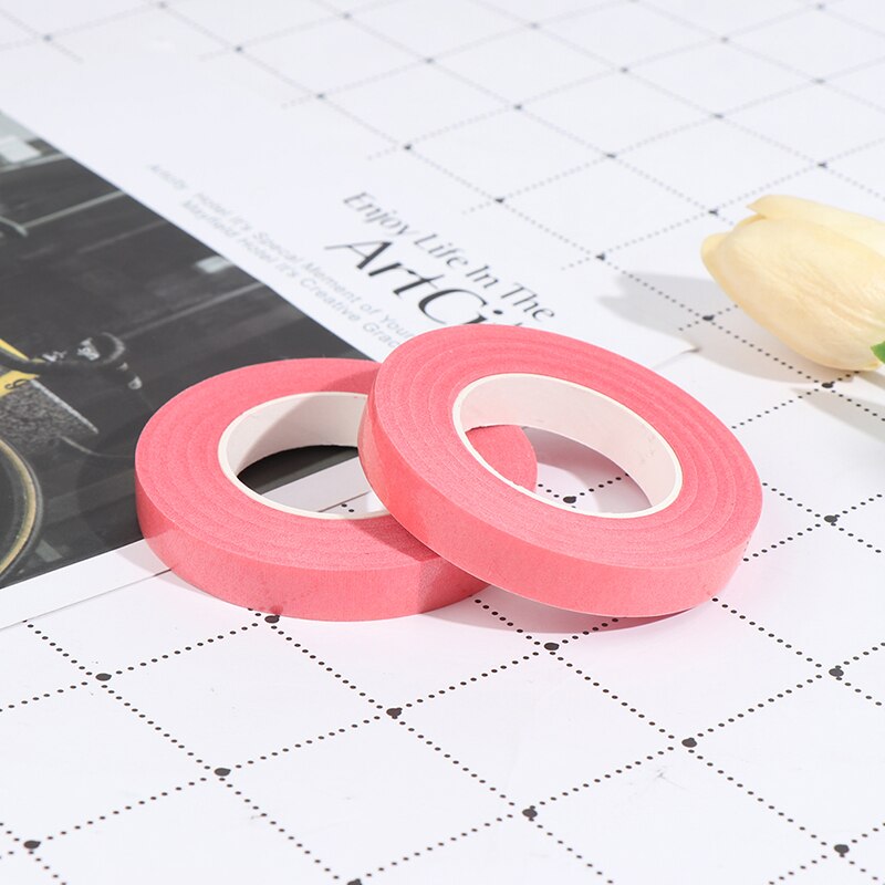 2Rolls Zelfklevend Papier Tape Enten Film Bloemen Stem Diy Kunstmatige Bloem: Roze