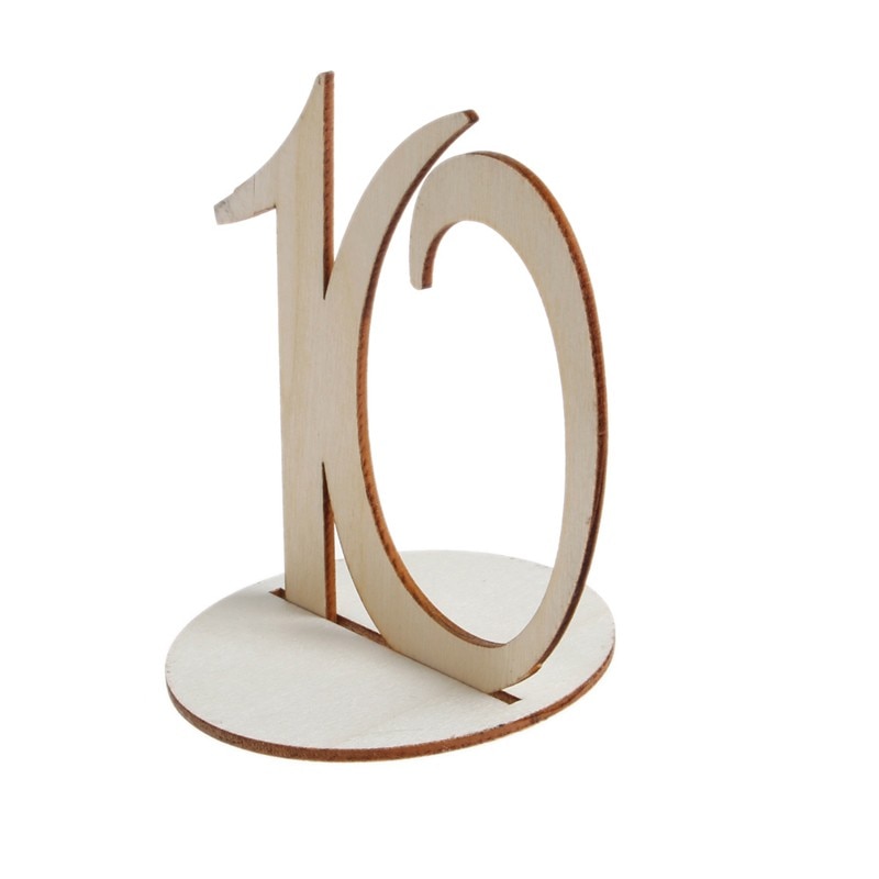 10pc 1-20 Wooden Table Numbers Set with Base Birthday Wedding Party Decor