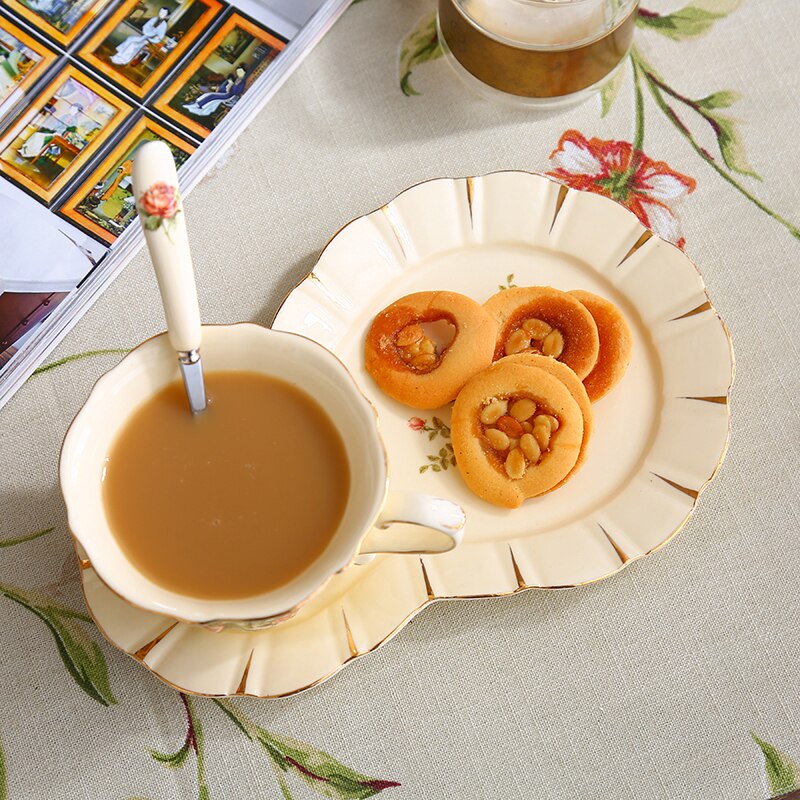 Cerâmica xícara de café e pires conjunto inglês flor da tarde xícara de chá caneca de suco de leite do agregado familiar café da manhã xícara presentes agradáveis
