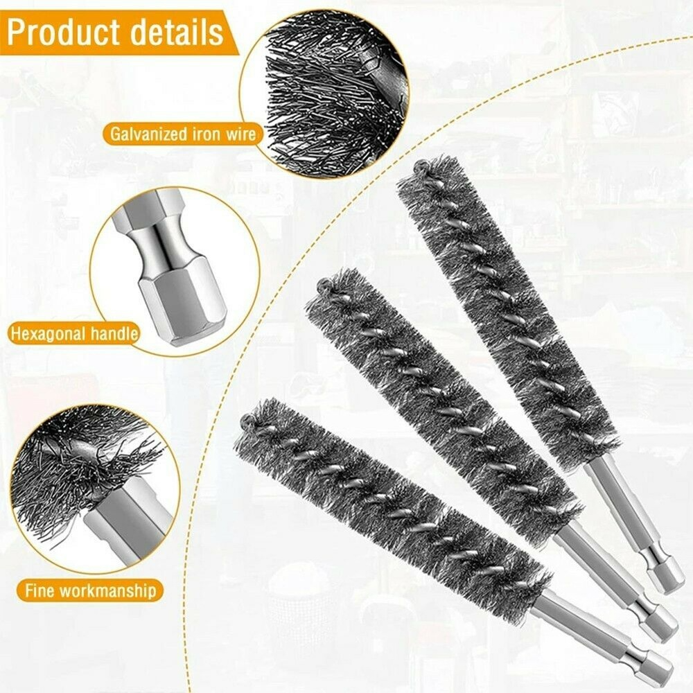 Tube Cleaning Brush 8/10/12/15/17/19mm Machinery Paint Remover Rust Cleaner Copper Wire Brush Impact Drill Hand Tool