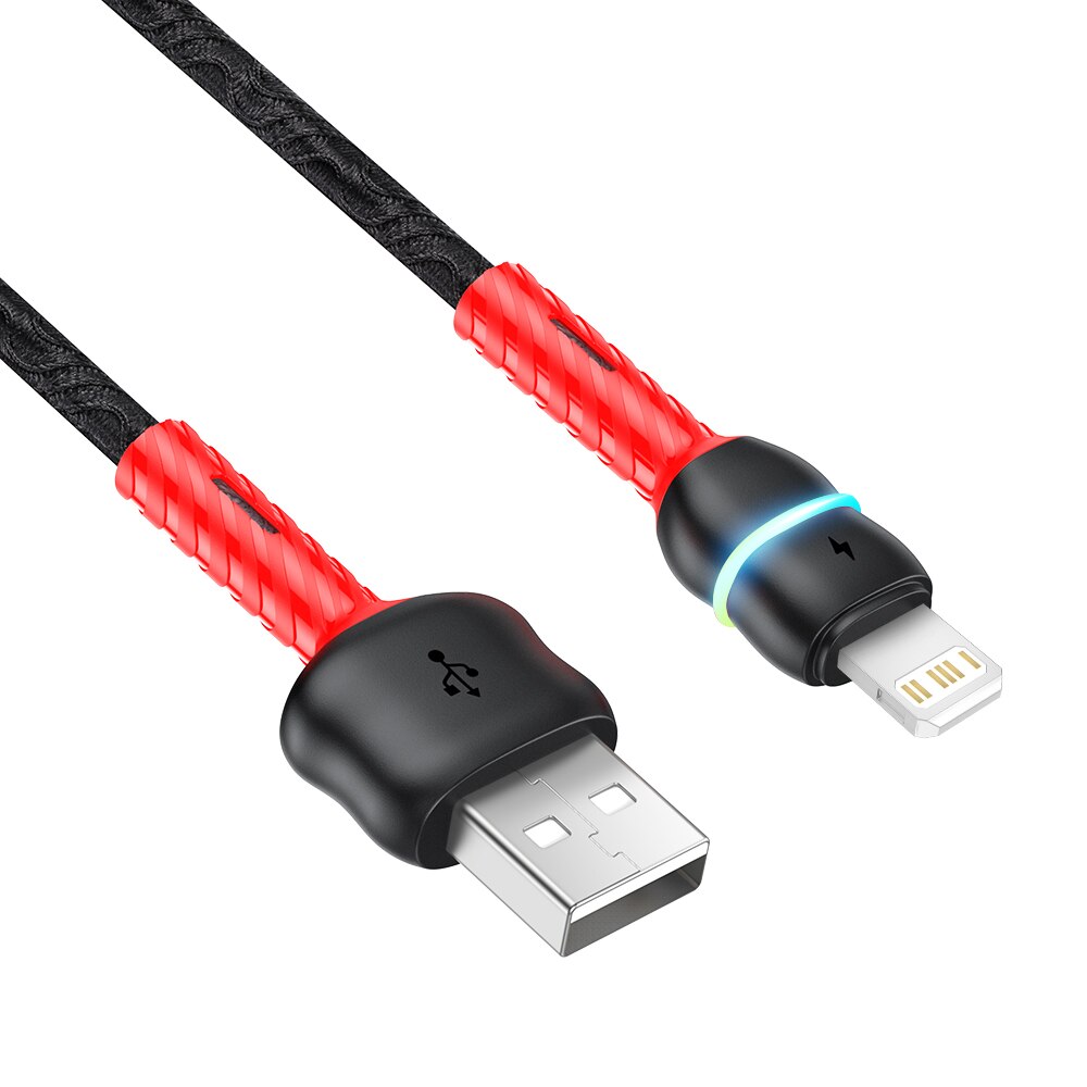 Lâmpada led 3a carga rápida cabo usb para iphone 11 12 13 pro max xs x xr 5 6 7 8 mais se 2 ipad fio de dados do telefone móvel carregador cabo: Preto