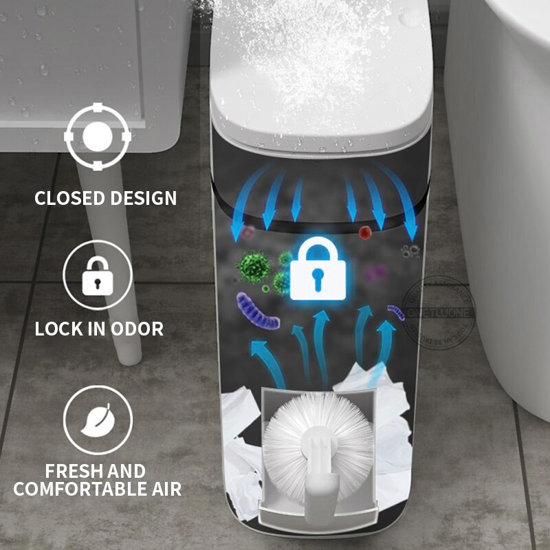 14L cepillo de baño papelera tipo prensa de inodoro papelera cesto de basura hogar Baño inodoro impermeable estrecha costura