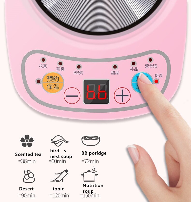 220V 600ML Mini Electric Stewing Pot Ceramic Automatic Electric Cooking Pot Multi Cooker EU/AU/UK/US Plug