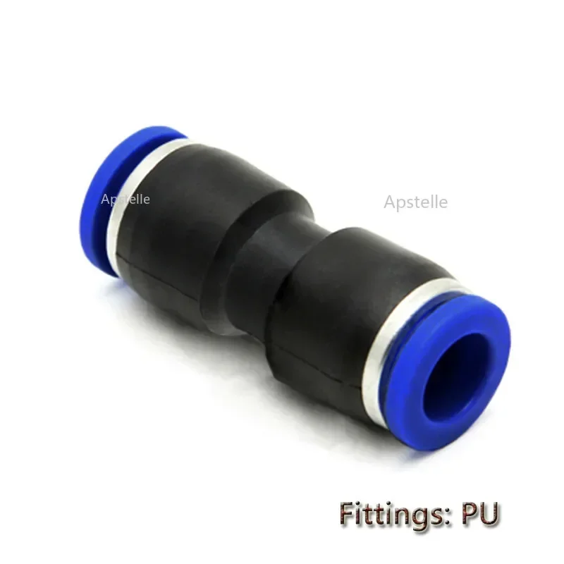 Pneumatisk fitting fittings hurtigkobling luft vandslange rørforbindelser plast pu  py 4 6mm 8mm 10mm 12mm 16mm stik ind i stik: Sort / 1/4 "