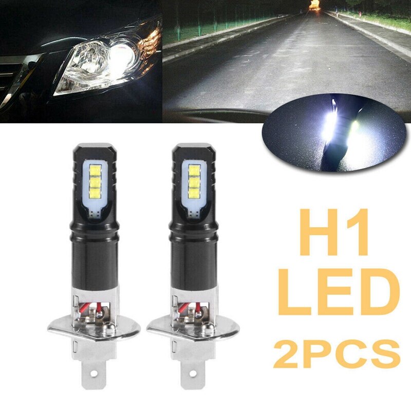 2X H1 6000K Super Bright White 6000LM Drl Led Gloeilampglas Kit Hoge-Beam