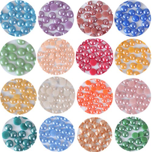 4 Mm 5 Mm 6 Mm Mix Kleuren Keramische Hotfix Rhinestones Plaksteen Half Ronde Parels Ijzer Op Steentjes Trouwjurk decoraties Y3700: Mix Colors / 4-6mm-1500pcs