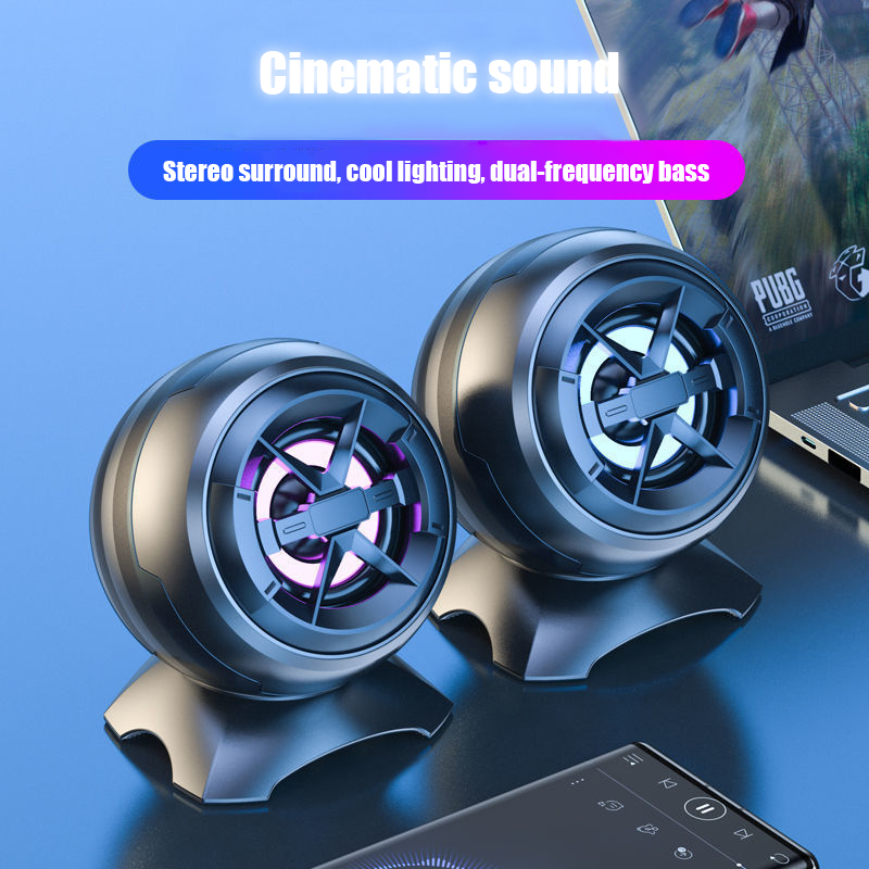 RGB Computer Speakers AUX Input USB Powered Bass Reinforcement Mini Loudspeaker for Laptop Desktop Mobile Phone 6W Amplifier