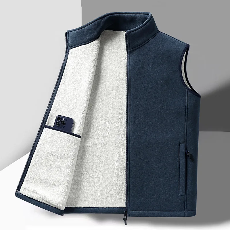 Gilet doublé polaire pour hommes, vêtements de papa décontractés, chauds, vêtements d'extérieur d'automne et d'hiver, coupe ample, veste confortable en mousse à particules