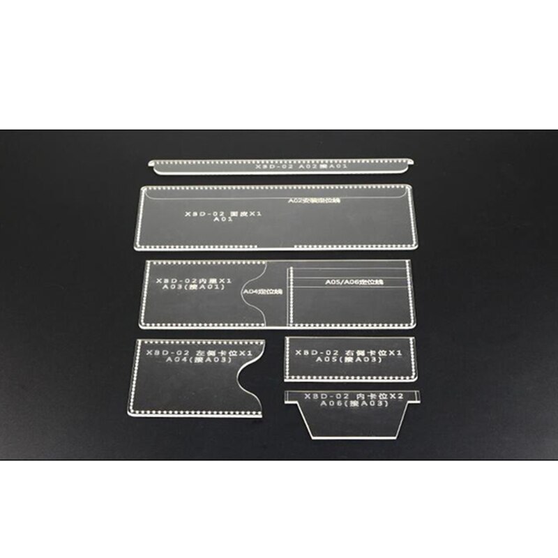 1 Set Acrylic Leather Template Home Handwork Leathercraft Sewing Pattern Tools Accessory Men Wallet Pattern 9.5*11*2cm