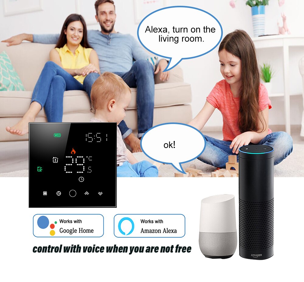MJZM-termostato WiFi para caldera eléctrica/de agua/Gas, calefacción inteligente para el hogar, funciona con Alexa, TUYA y Google