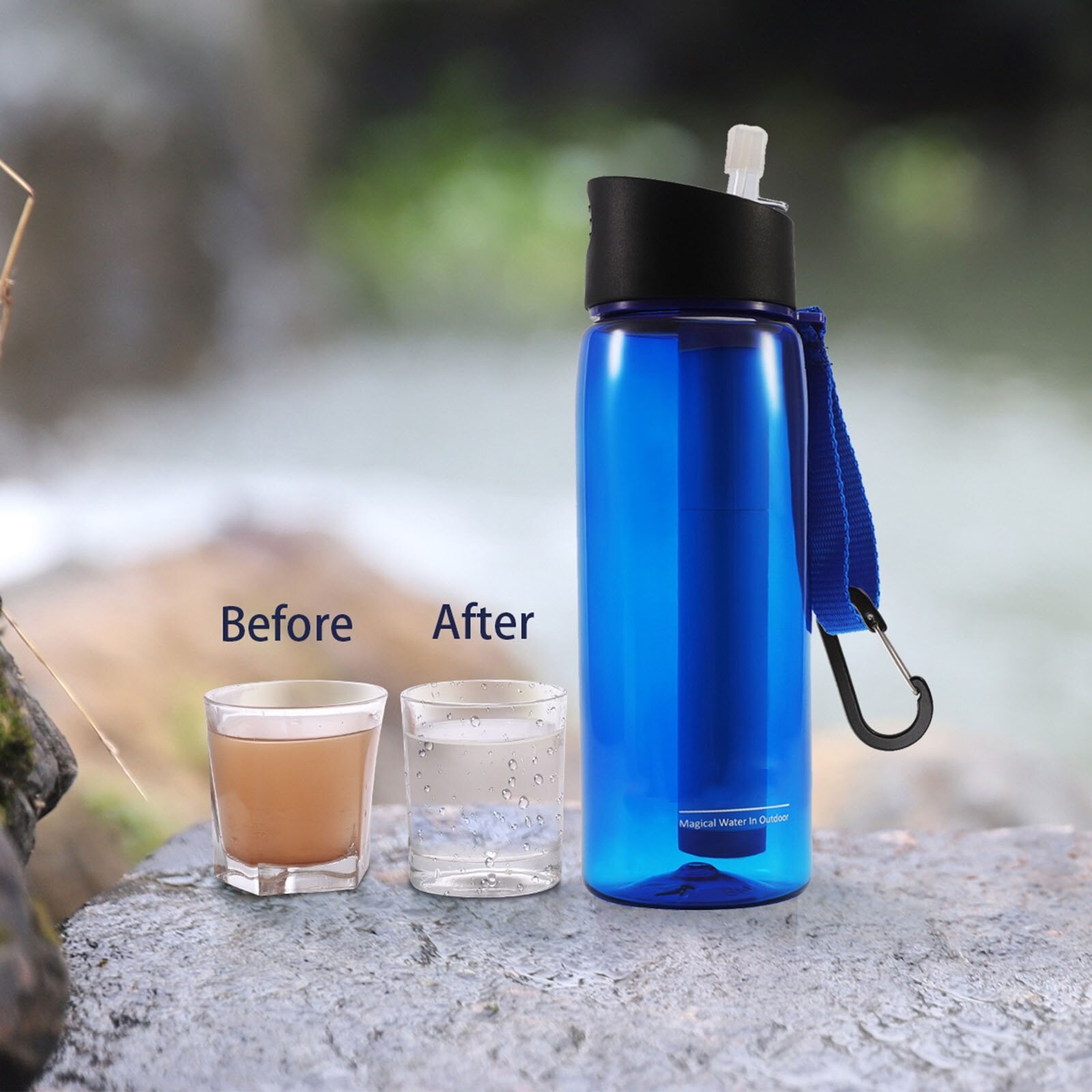 Water Filter Fles Stro Purifier Survival Emergency Camping Wandelen Tool