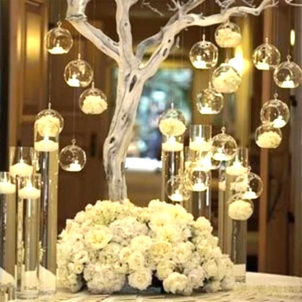 Rund hengende lysestake lysestake klar saftig stil hjemmeinnredning vase te glass dia .6cm globe form lys