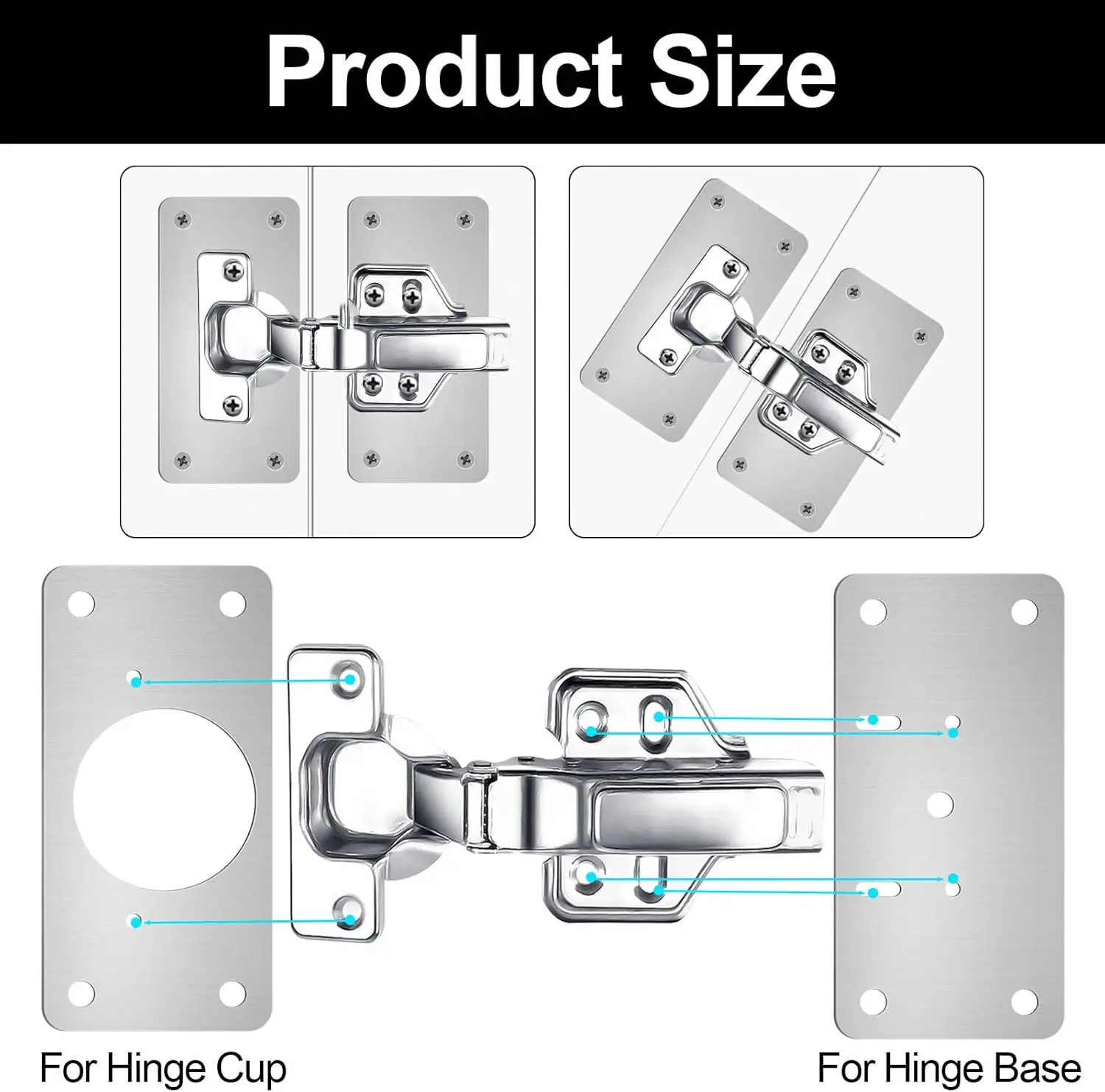 Roestvrijstalen scharnierbevestigingsplaten Kit Keukenkast Kastdeur Scharnier Montage Reparatieplaat Meubelbeslag Accessoires