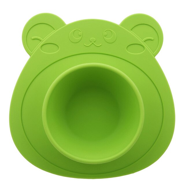 Barn Barn Baby Tallrik Skål med Sugpropp Silikon Matbricka Barn 100% Silikon