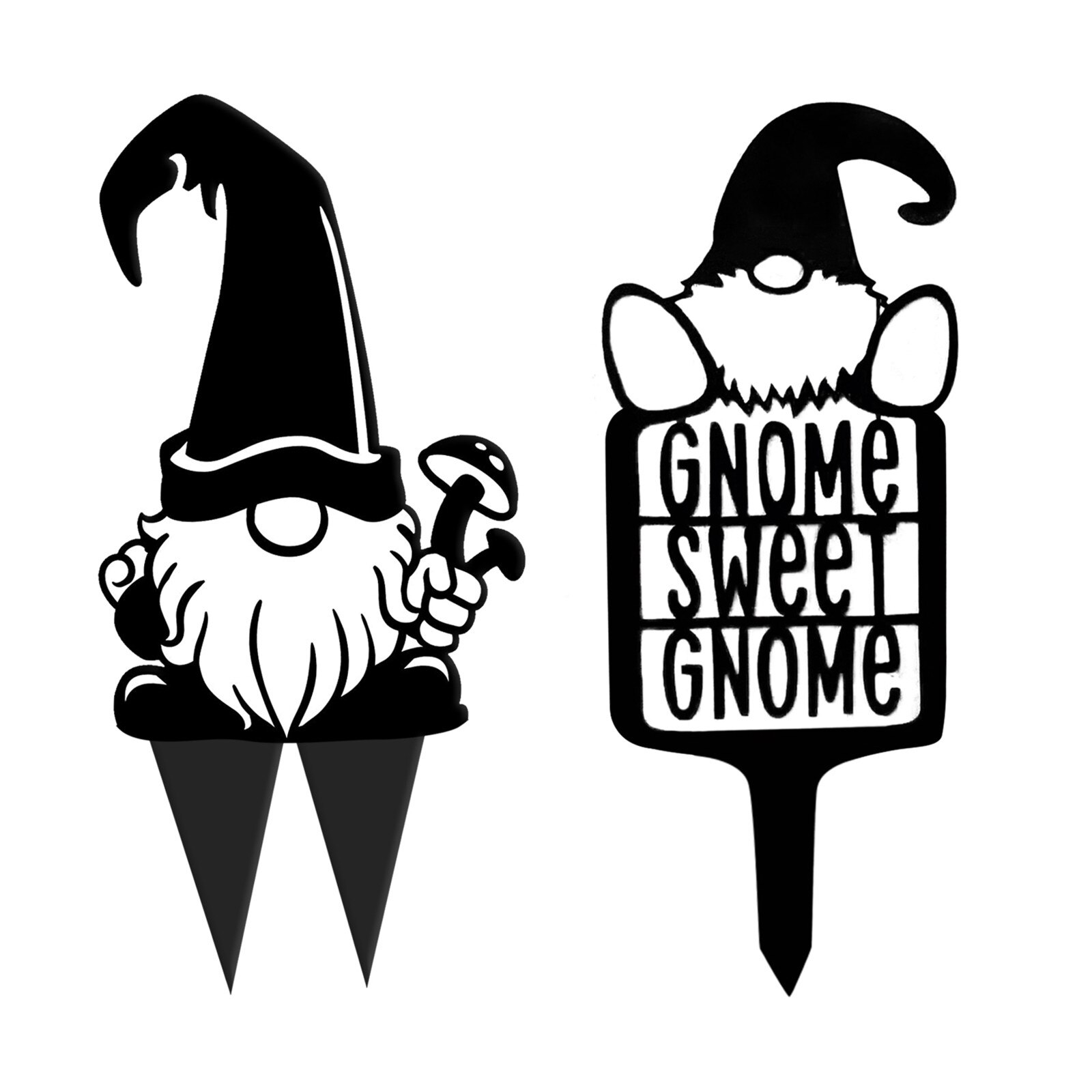 Steel Branch Gnomes Decoration Stakes Garten Dekoration Metal Tree Art Metal Gnomes Garden Steel Silver Garden Accessories: G 2PCS