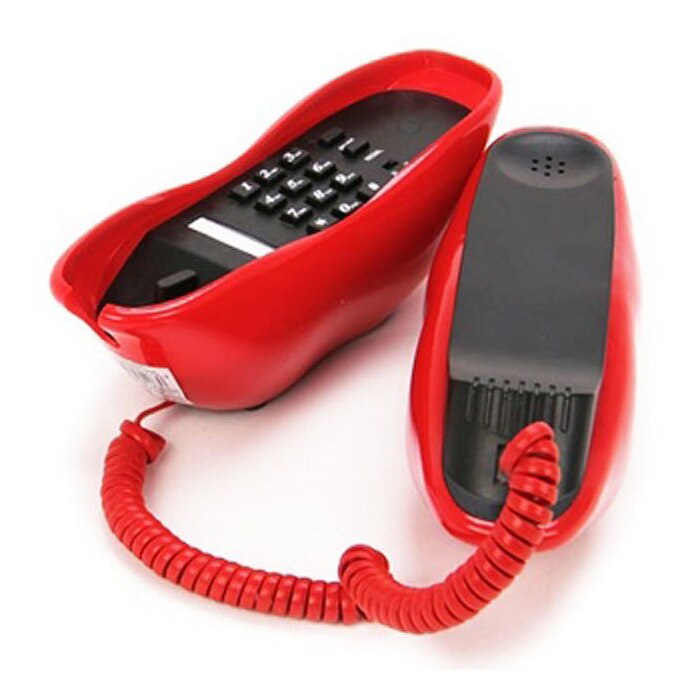 Telefone vermelho sexy da boca da novidade com design do batom pelo cabo do telefone da casa