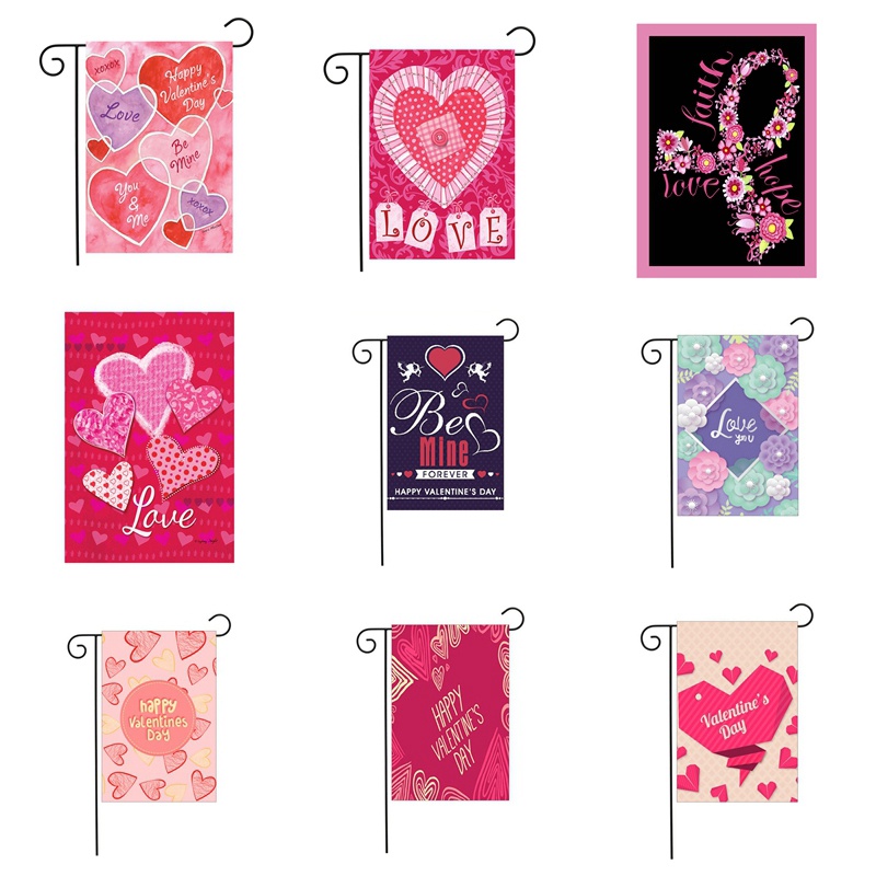 Happy Valentine's Day Garden Flag Sweet Hearts Flag Indoor Outdoor Home Decoration Banner Garden Living Room Flying Flag