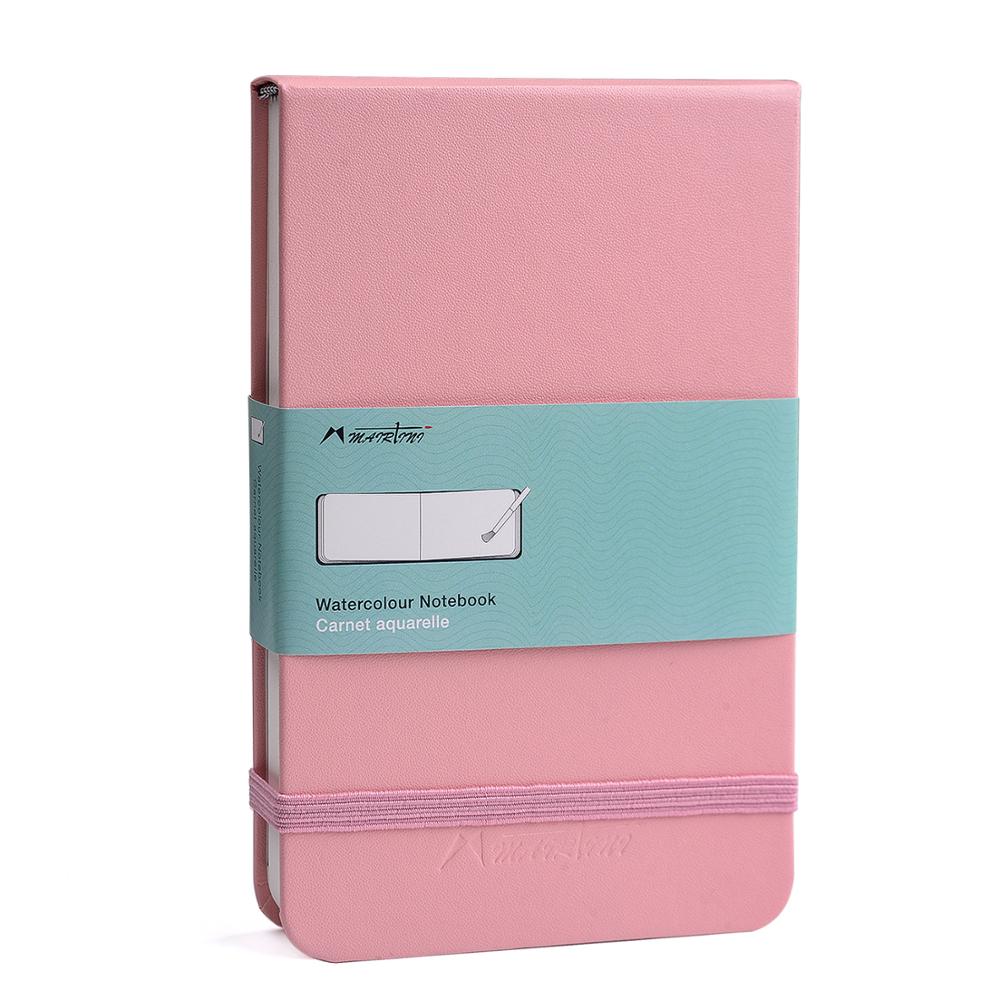 Przenośny śliczny notatnik w skórzanej oprawie podręcznik w twardej oprawie szkicownik w kolorze wody 300g bawełniana papierowa podkładka robić malowania akwarelowego: różowy
