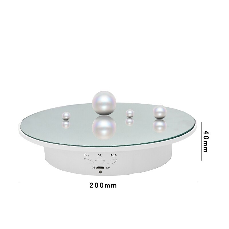 Electric Rotation Display Stand Turntable Video Shooting Platform Live Dynamic Rotating Shooting Table Props 20*20*4cm: White mirror