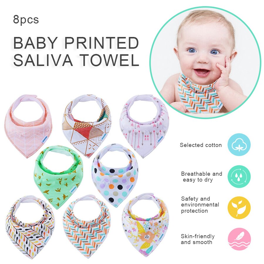 8 stuks/set baby kwijl slabbetjes meisjes driehoek dubbele lagen katoen zacht natuurlijk katoen baby kwijl slabbetje voor kwijlen super absorberend