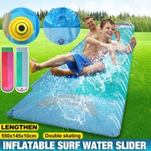 freundlicher Wasser Doppel gleiten Unterhose Blätter Surfbrett matt Super lange Sommer draussen-Gras Aufblasbare sprühen Sprinkler Spielzeug 550x145CM