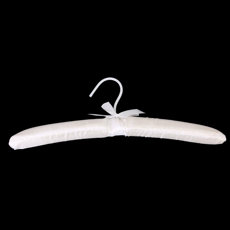 Clothes hanger 5 X White Satin Padded Clothes Hook Hanger Luxury padded satin hangers with wire hooks Satin covering holds even