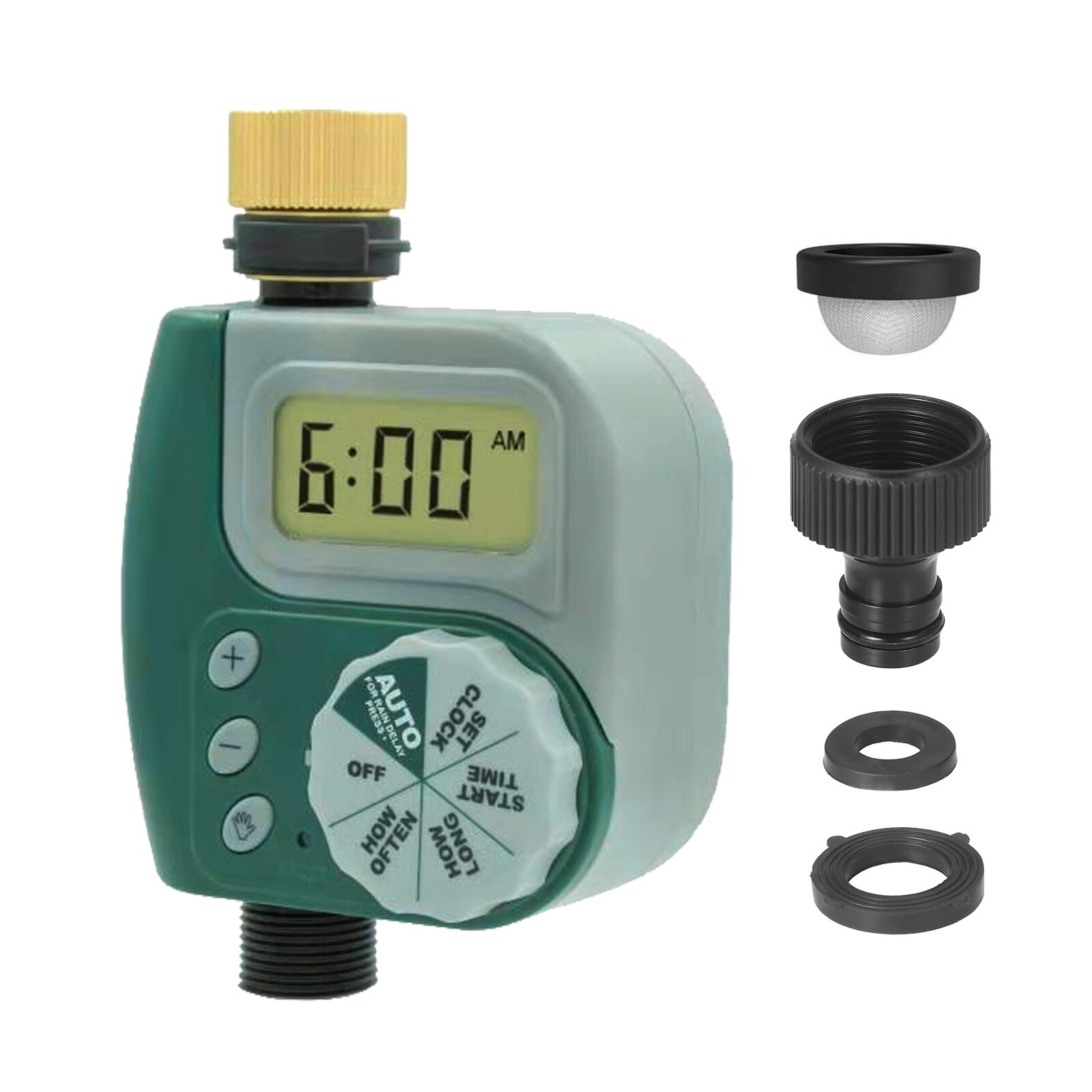 Digital slang kran timer utomhus batteridriven automatisk bevattning sprinklersystem bevattning controller med 2 uttag: Set 3 us plugg