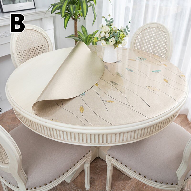 Dia 60cm Round PVC Waterproof Tablecloth Plastic Oilproof Table Cloth Soft No-wash Table Cloth For Home Kitchen Decor: B
