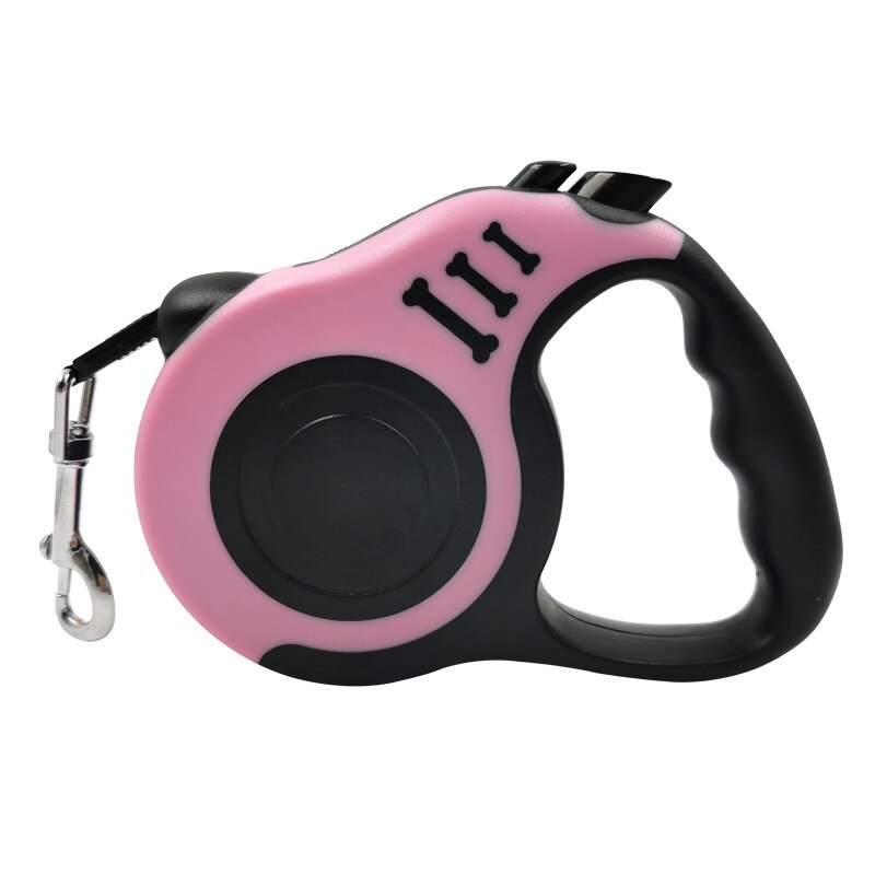 3/5M Durable Dog Leash Automatic Retractable Nylon Dog Cat Lead Extending Puppy Walking Running Lead Roulette For Dogs: pink / 3m