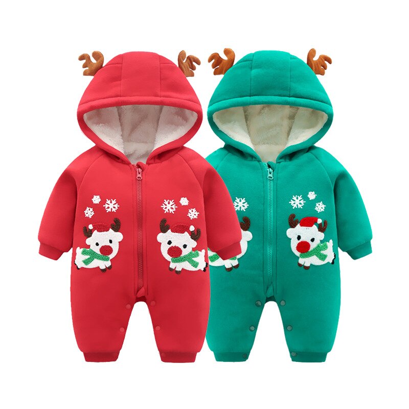 peleles navideños para bebés monos niños nieve invierno Niño niña ropa de algodón espesar chaqueta de lana de navidad