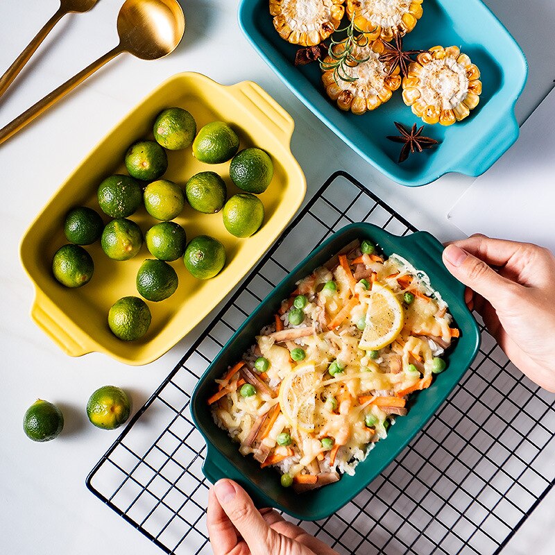 Serving Plates Bakeware Ceramic Baked Plate Microwave Oven Plate Tableware serving tray ceramic plate plateau de service