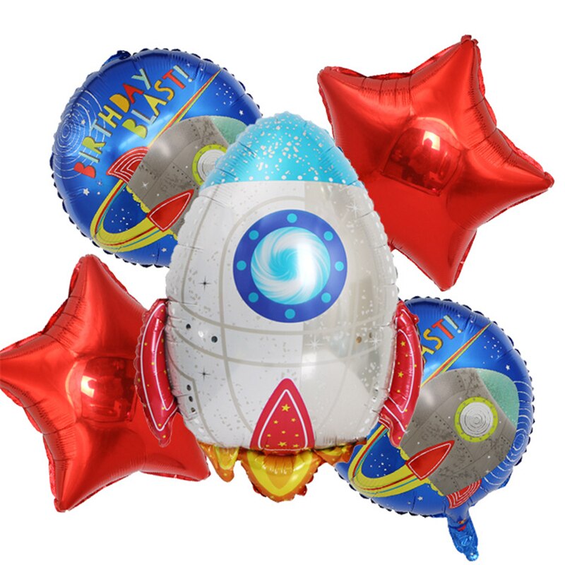 Baby verjaardag astronaut thema feestdecoratie cartoon astronaut raket ruimteschip aluminiumfolie ballon: 09